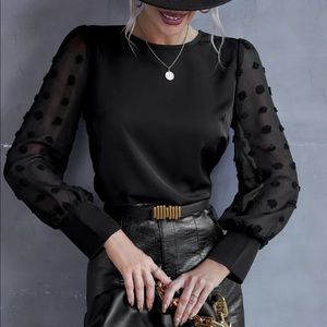 Elegant Dotted Sleeve Blouse